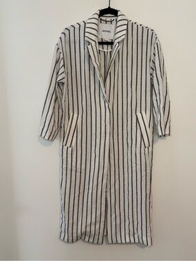 Monki Ivory and Black Striped Longline Coatigan